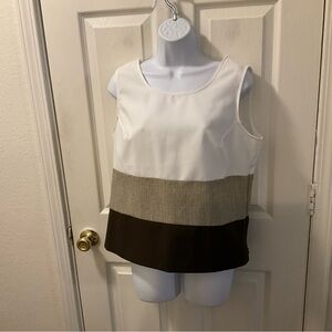 Perceptions White, Gray, and Brown Crop Top